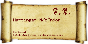 Hartinger Nándor névjegykártya